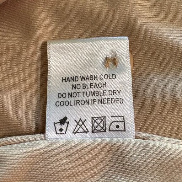 Privacy Please Beige Pink Ribbed Button Front Drop Waist Mini Dress Size XS - Picture 5 of 5